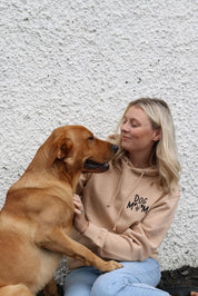 SUMMER SALE Dog Mum with dog face Hoodie, Nude with Black Stitching, XS, S, M