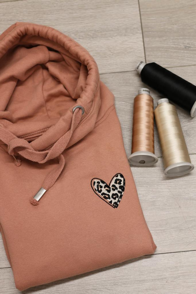 Leopard Print Heart Crossneck Hoodie available in Grey, Pink, Blue, Nude, Black, Navy and Dusty Pink