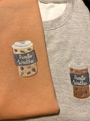 Sweater Weather Coffee Cup Embroidered Sweatshirt