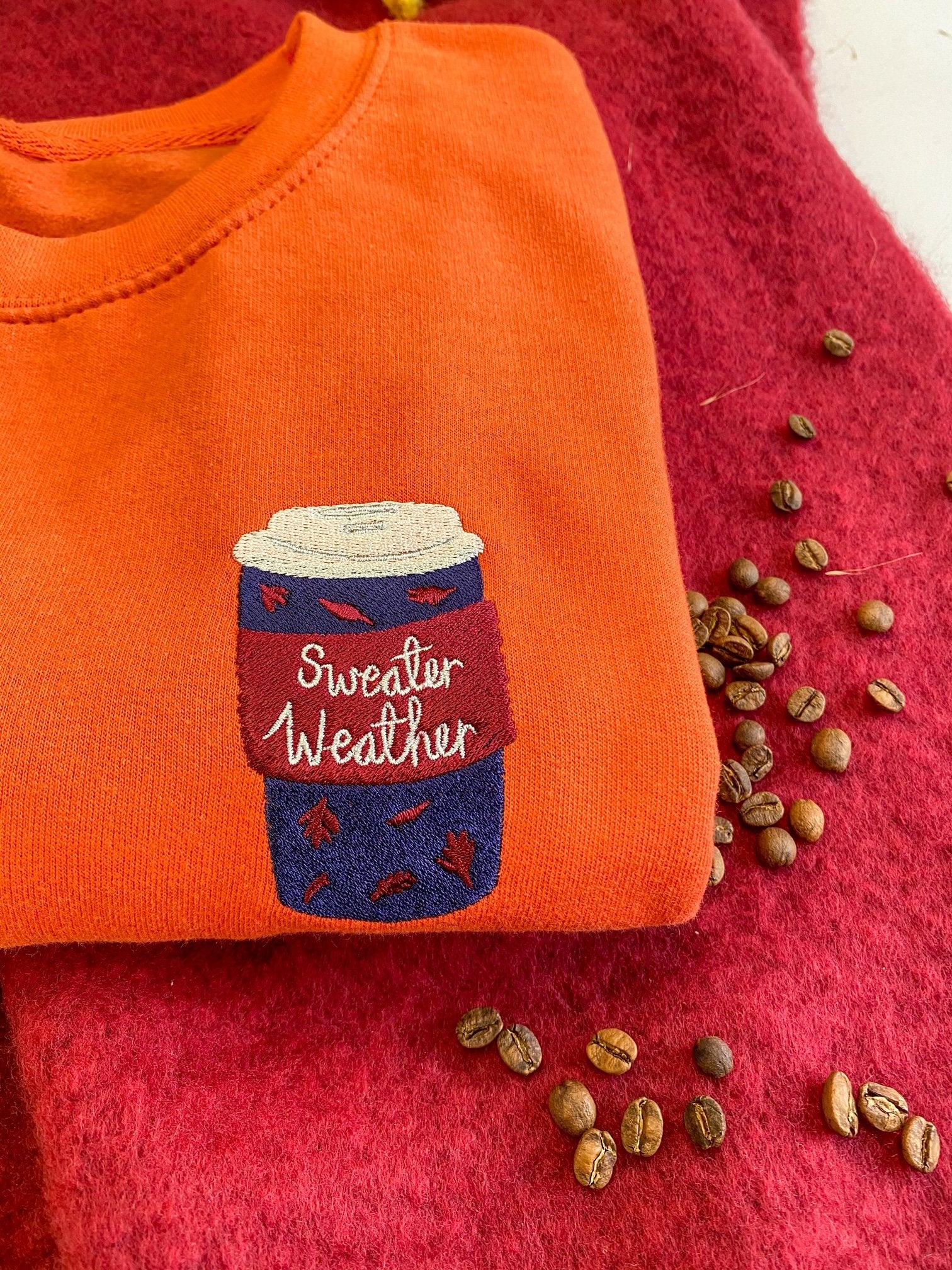 Sweater Weather Coffee Cup Embroidered Sweatshirt